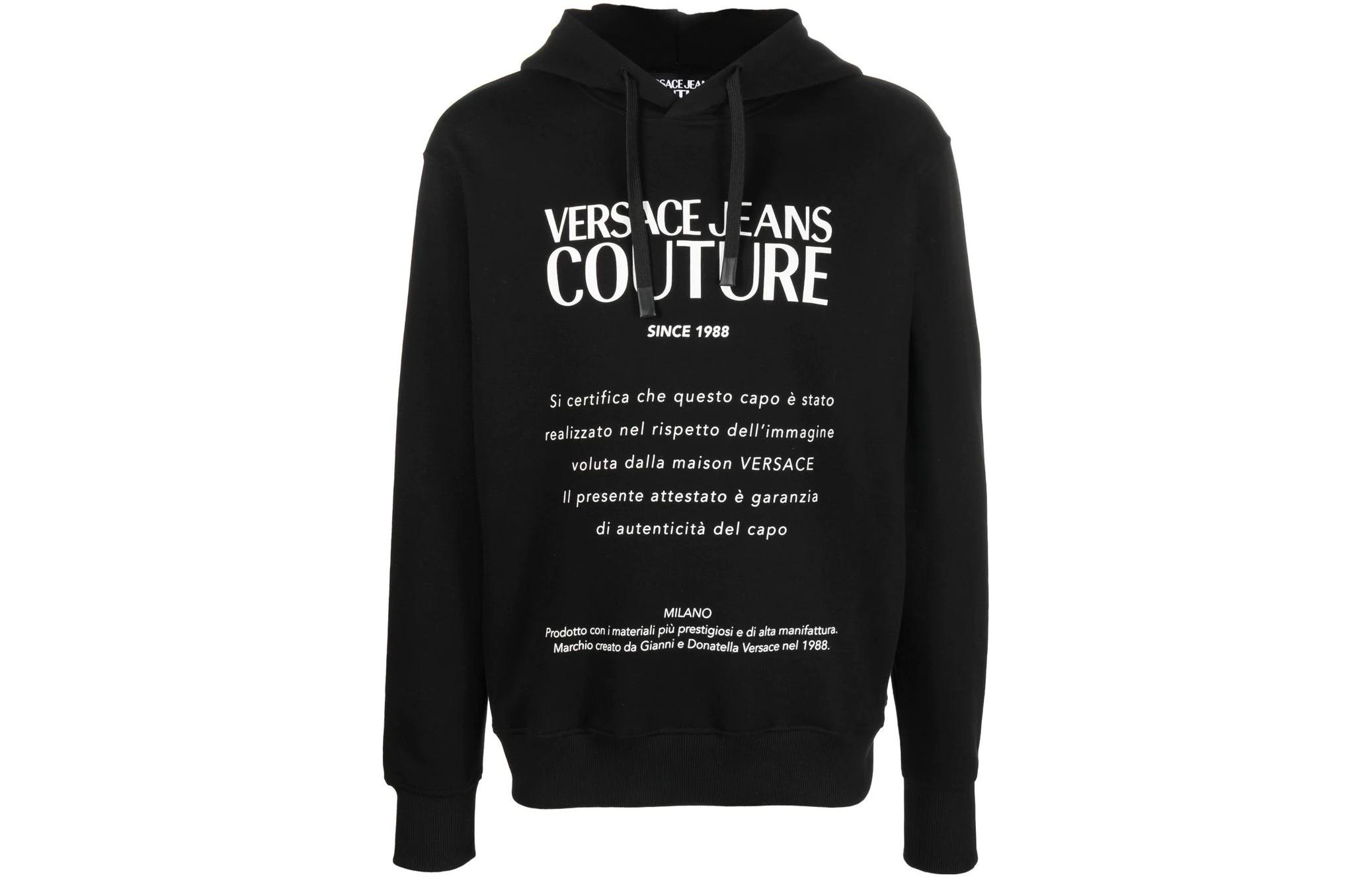Versace SS22 Black Hoodie with Casual Logo Print 73GAIT16-CF00T-899