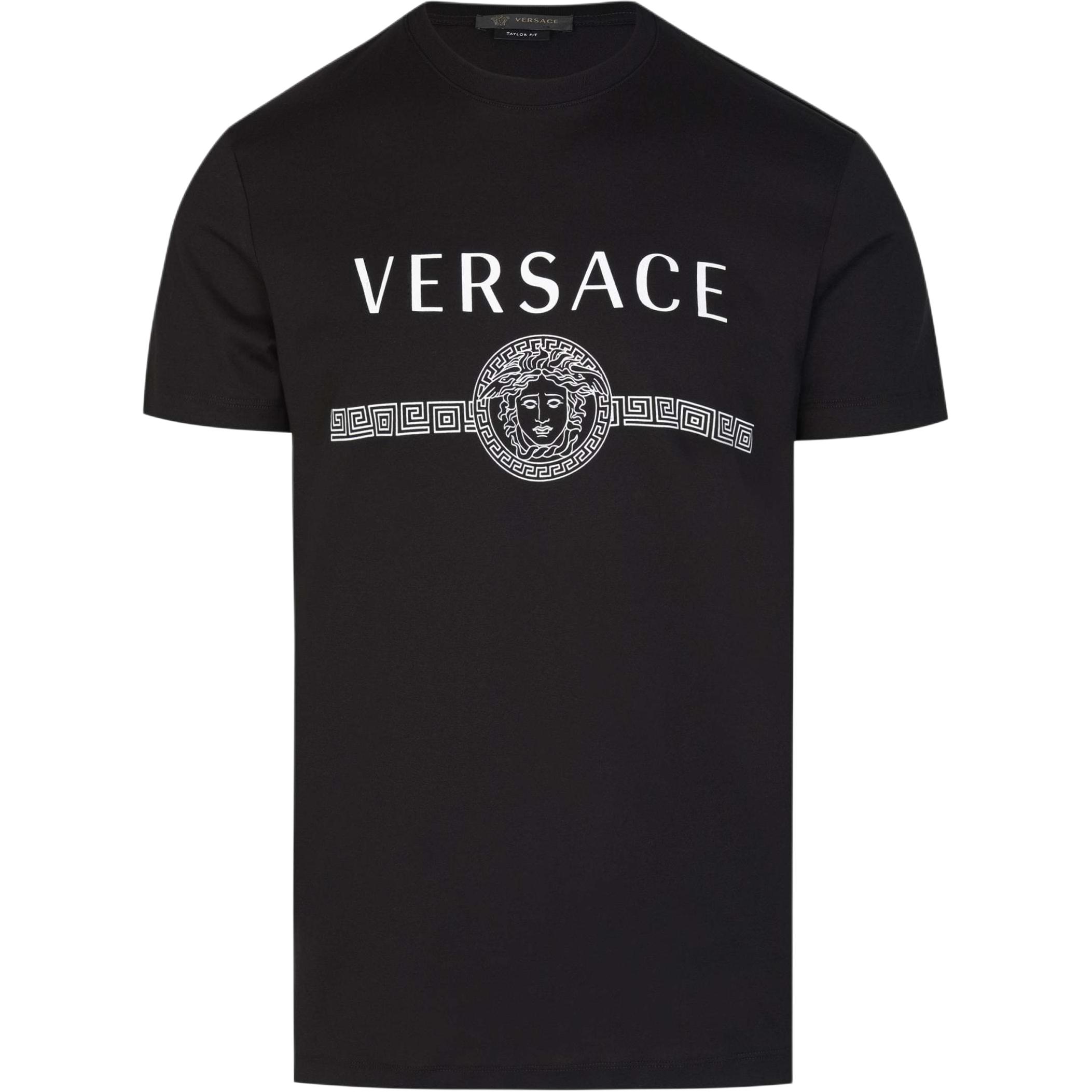 VERSACE SS22 Black Logo Print Crew Neck T-Shirt A83159-A228806-A1008