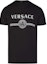 Buy VERSACE SS22 Kemeja-T Leher Bulat Cetakan Logo Hitam A83159-A228806-A1008
