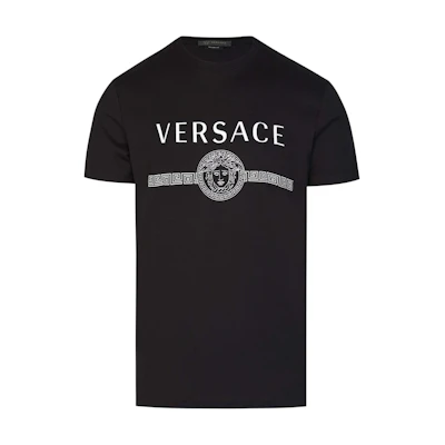 VERSACE SS22 Black Logo Print Crew Neck T-Shirt A83159-A228806-A1008