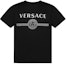 Order VERSACE SS22 Kemeja-T Leher Bulat Cetakan Logo Hitam A83159-A228806-A1008