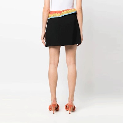 VERSACE SS22 Black Mini Skirt with Pin Detail 1005154-1A00540-1B000 Purchase VERSACE SS22 Black Mini Skirt with Pin Detail 1005154-1A00540-1B000