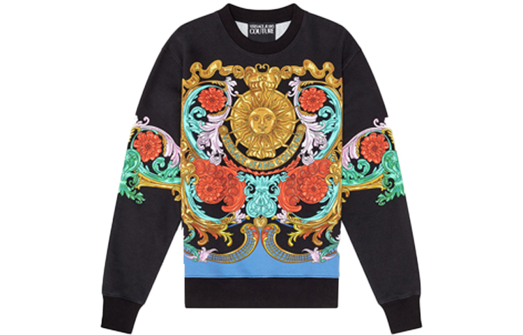 Versace SS22 Black Printed Pullover Sweatshirt E72GAI3RS-EFS031-EG89