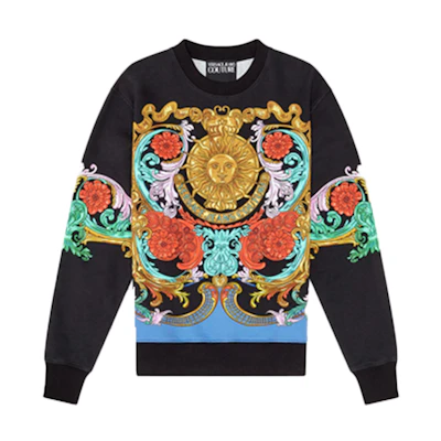 Versace SS22 Black Printed Pullover Sweatshirt E72GAI3RS-EFS031-EG89