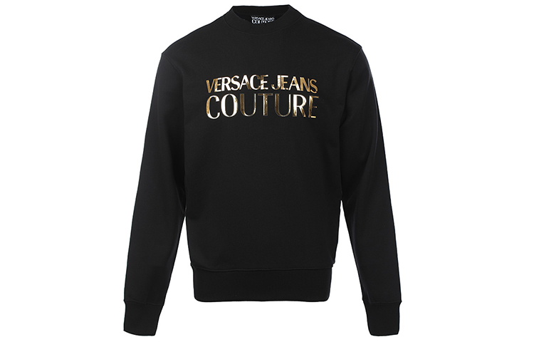 Versace SS22 Black Pullover Sweatshirt with Large Logo 72GAIG01-CF01G-G89