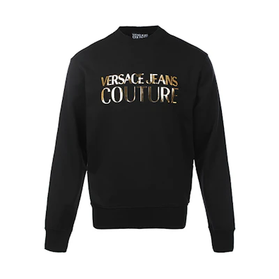 Versace SS22 Black Pullover Sweatshirt with Large Logo 72GAIG01-CF01G-G89