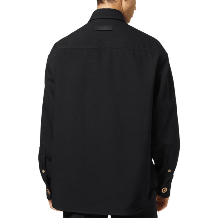 Purchase VERSACE SS22 Baju Hitam Berkancing Kasual Lengan Panjang Lelaki 1004062-1A01703-1B000