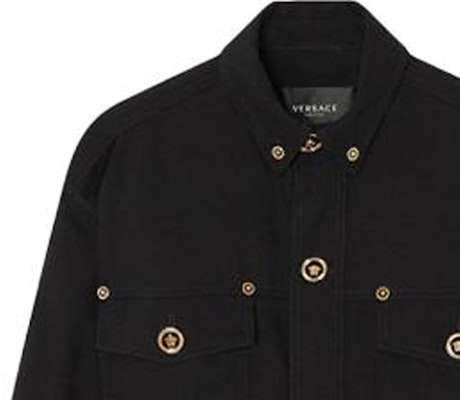 VERSACE SS22 Baju Hitam Berkancing Kasual Lengan Panjang Lelaki 1004062-1A01703-1B000 Details for VERSACE SS22 Baju Hitam Berkancing Kasual Lengan Panjang Lelaki 1004062-1A01703-1B000