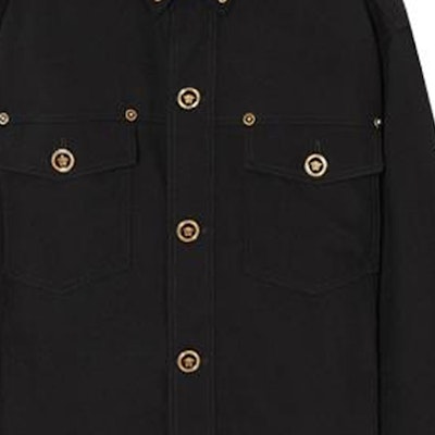 VERSACE SS22 Baju Hitam Berkancing Kasual Lengan Panjang Lelaki 1004062-1A01703-1B000 Sizing VERSACE SS22 Baju Hitam Berkancing Kasual Lengan Panjang Lelaki 1004062-1A01703-1B000