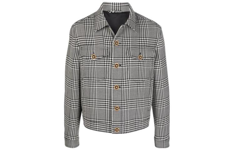 Versace SS22 Check Pattern Single-Breasted Jacket Black 1003624-1A02491-2W020