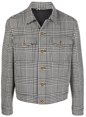 Chaqueta Negra de Botón Simple Versace SS22 con Patrón de Cuadros. 1003624-1A02491-2W020 Buy Chaqueta Negra de Botón Simple Versace SS22 con Patrón de Cuadros. 1003624-1A02491-2W020