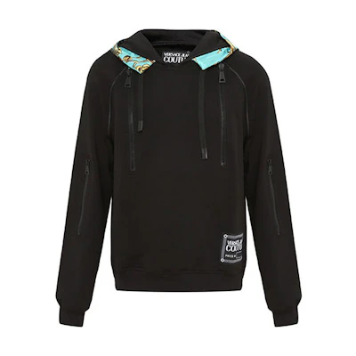 Versace SS22 Colorblock Sweatshirt Black 72GAI307-F0010-899