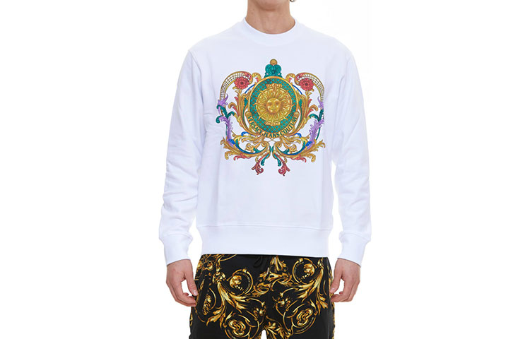 Versace SS22 Crewneck Pullover Long Sleeve Sweatshirt White 72GAIF0-2CF01F-003