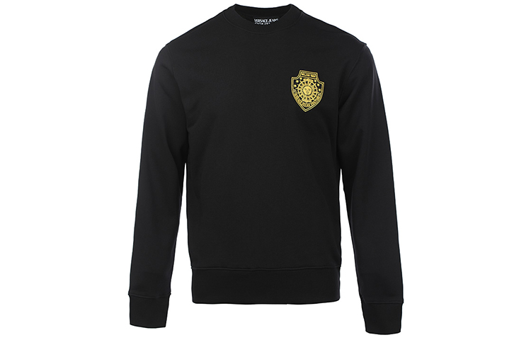 Versace SS22 Embroidered Medusa Pullover Sweatshirt Black 72GAI3R7-F0010-899