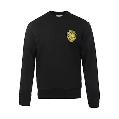 Versace SS22 Embroidered Medusa Pullover Sweatshirt Black 72GAI3R7-F0010-899