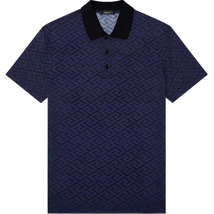 Order VERSACE SS22 Geometric Pattern Short Sleeve Polo Shirt Men’s Blue 1004083-1A02978-5U040