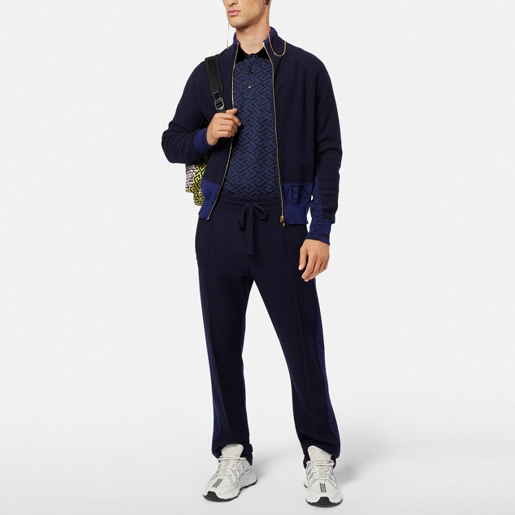 Lookbook VERSACE SS22 Geometric Pattern Short Sleeve Polo Shirt Men’s Blue 1004083-1A02978-5U040