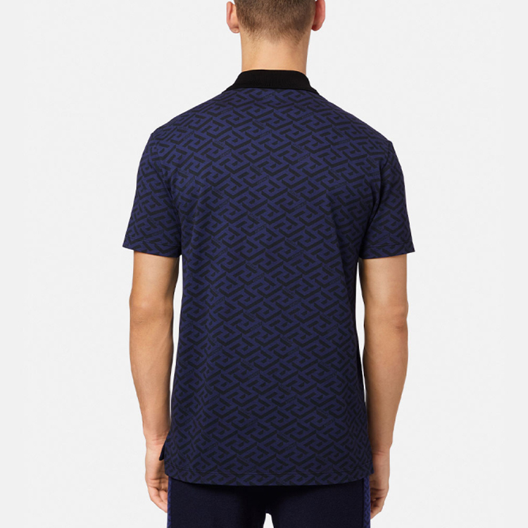 Purchase VERSACE SS22 Geometric Pattern Short Sleeve Polo Shirt Men’s Blue 1004083-1A02978-5U040