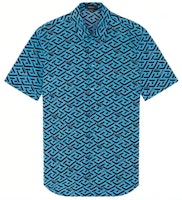 VERSACE SS22 Geometric Print Short Sleeve Shirt Blue Fashion. 1003922-1A02796-5V100 VERSACE SS22 Geometric Print Short Sleeve Shirt Blue Fashion. 1003922-1A02796-5V100