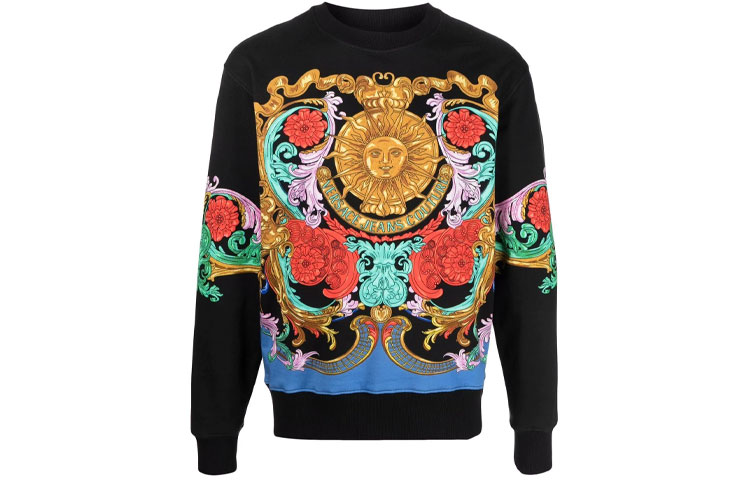 Versace SS22 Graphic Print Pullover Sweatshirt Black 72GAI3RS-FS031-G89