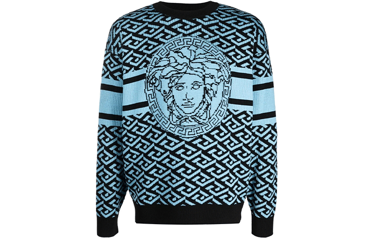 Order 范思哲 SS22 希腊美杜莎提花羊毛毛衣 男士蓝色 1003621-1A02495-5V100