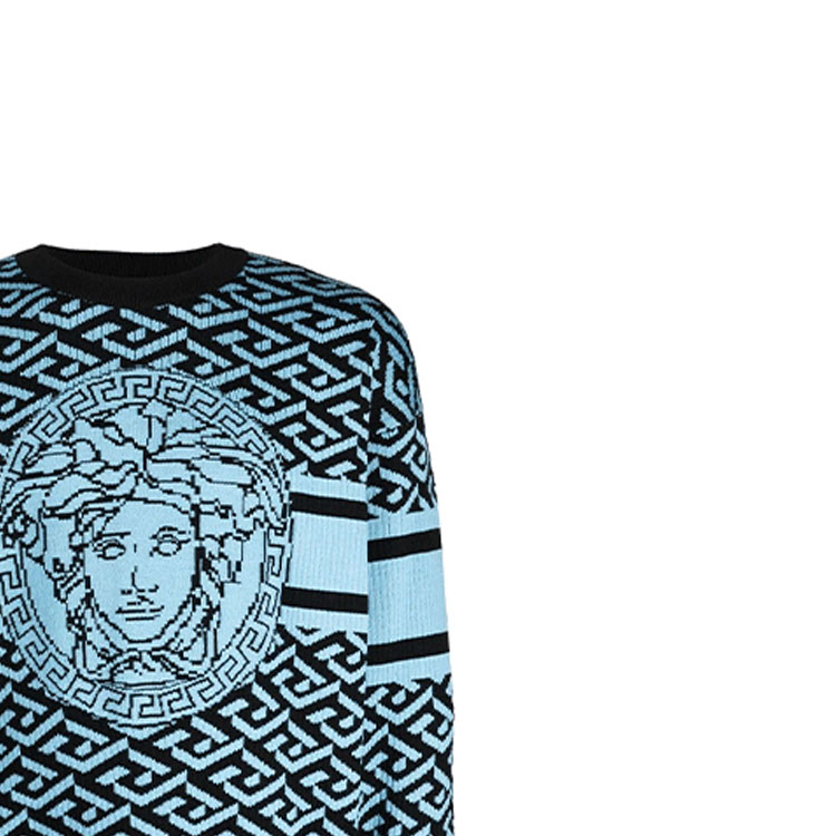 Details for 范思哲 SS22 希腊美杜莎提花羊毛毛衣 男士蓝色 1003621-1A02495-5V100