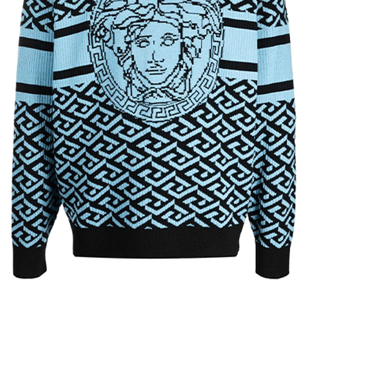 Sizing 范思哲 SS22 希腊美杜莎提花羊毛毛衣 男士蓝色 1003621-1A02495-5V100