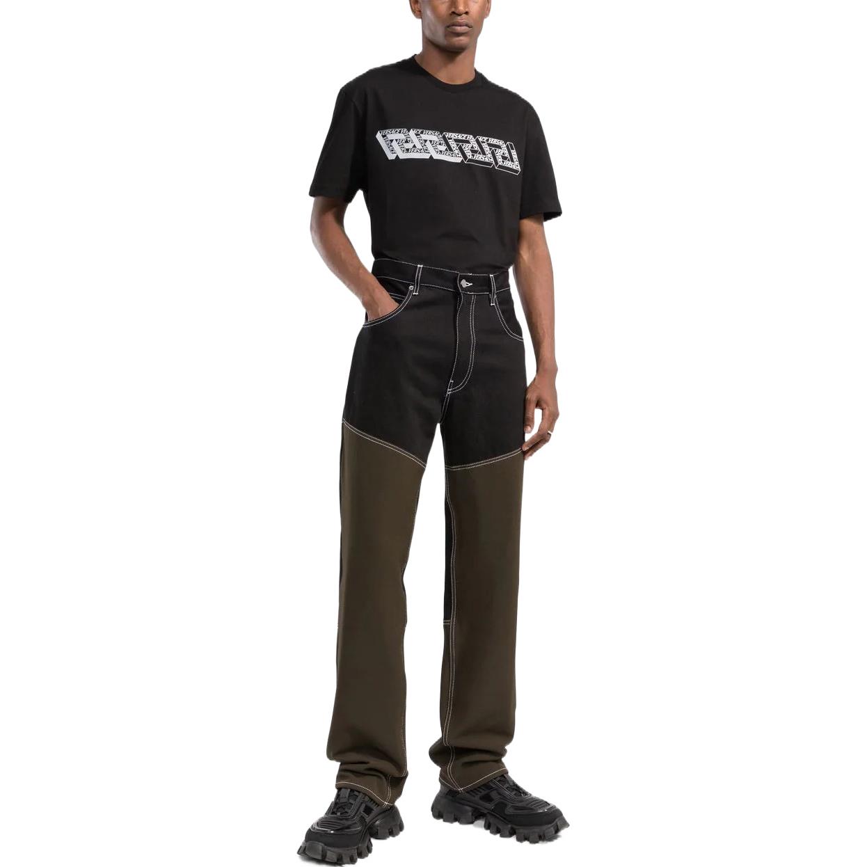 Shop VERSACE SS22 Greek Print Logo Tee Black Short Sleeve  Fashion 1006023-1A04119-1B000