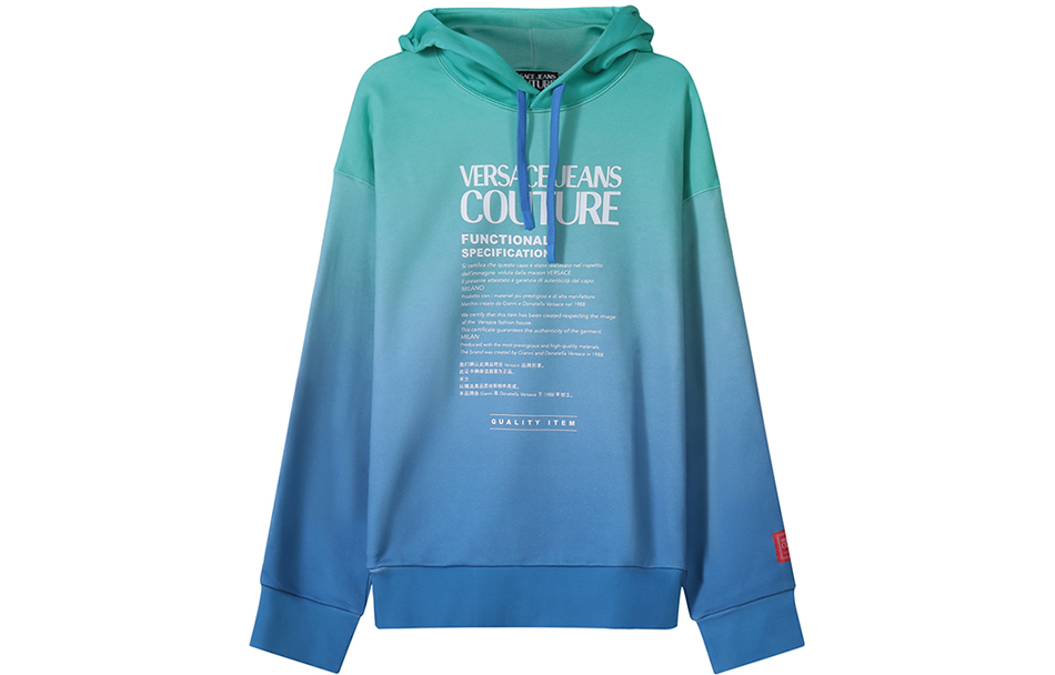 Versace SS22 Green Gradient Letter Print Oversized Hoodie 72GAIP05-CF03P-OP6