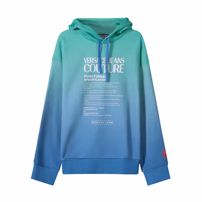 Versace SS22 Green Gradient Letter Print Oversized Hoodie 72GAIP05-CF03P-OP6