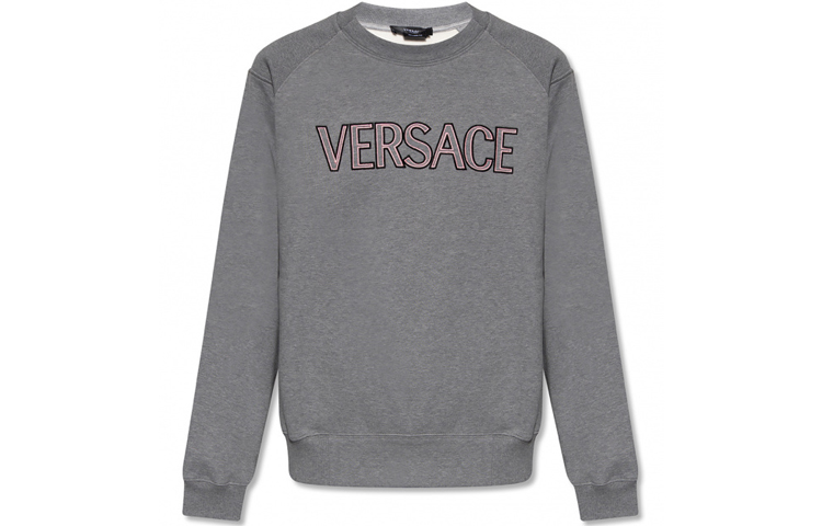 VERSACE SS22 Grey Letter Pattern Oversized Long Sleeve Sweatshirt 1004007-1A02880-1E090