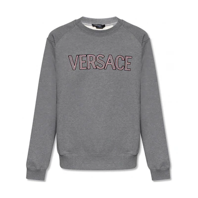 VERSACE SS22 Grey Letter Pattern Oversized Long Sleeve Sweatshirt 1004007-1A02880-1E090