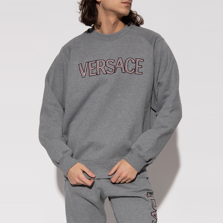 VERSACE SS22 Grey Letter Pattern Oversized Long Sleeve Sweatshirt 1004007-1A02880-1E090 圖 5