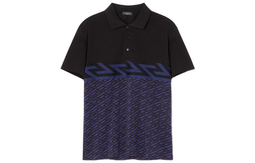 Order VERSACE SS22 La Greca Slim Fit Short Sleeve Polo Shirt Men Black 1006468-1A04466-5U180