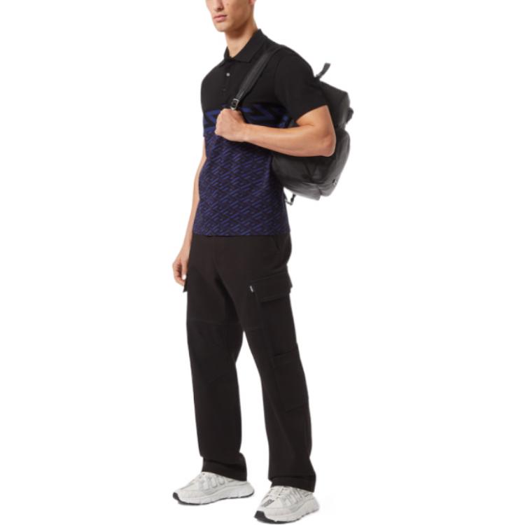 Lookbook VERSACE SS22 La Greca Slim Fit Short Sleeve Polo Shirt Men Black 1006468-1A04466-5U180