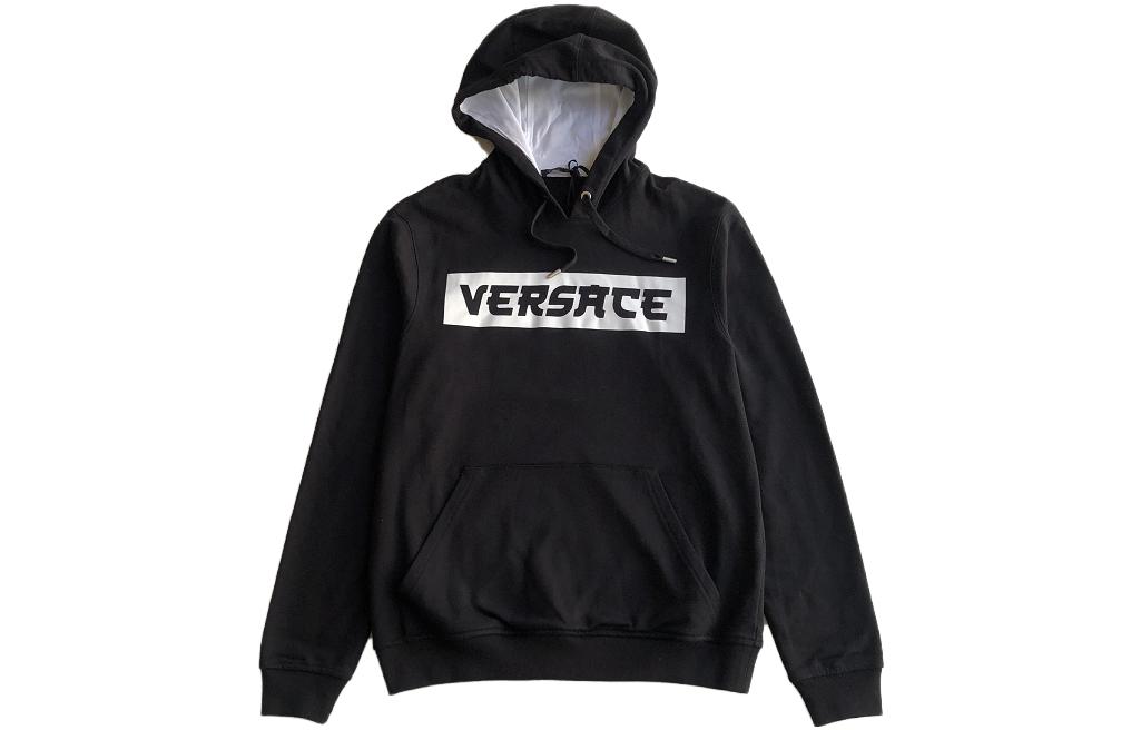 Versace SS22 Letter Logo Print Hoodie Unisex Black A83840-A227994-A008