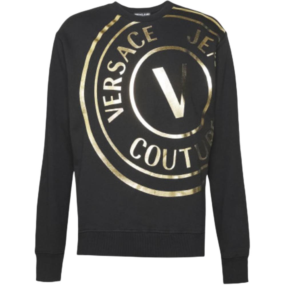 Versace SS22 Letter Print Crewneck Sweatshirt Black 72GAIT16-CF01O-G89