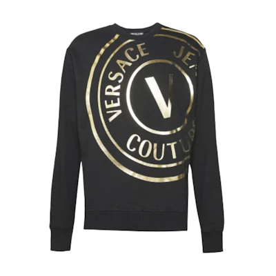 Versace SS22 Letter Print Crewneck Sweatshirt Black 72GAIT16-CF01O-G89