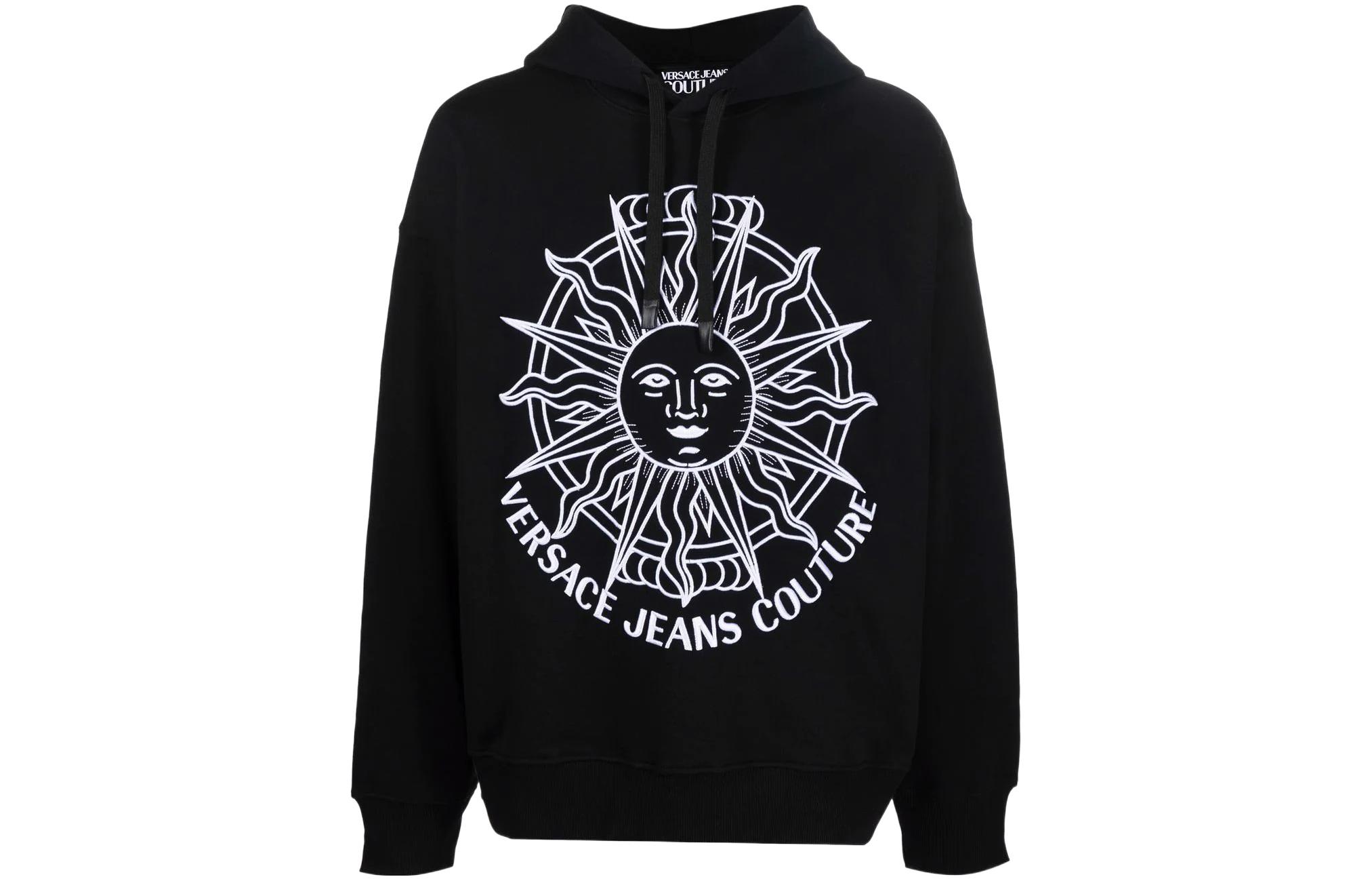 Versace SS22 Logo Embroidered Cotton Hoodie Black 72GAIT11-CF01T-899