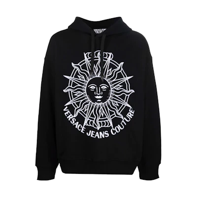 Versace SS22 Logo Embroidered Cotton Hoodie Black 72GAIT11-CF01T-899