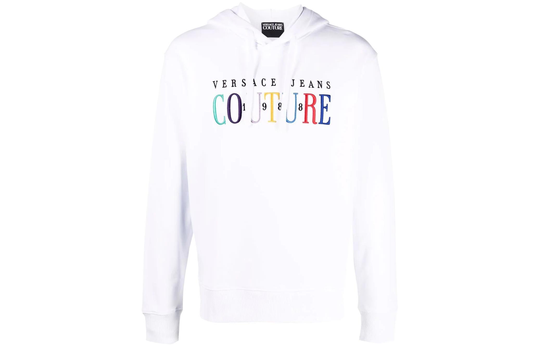 Versace SS22 Logo Embroidered Hoodie White 72GAIT06-CF01T-003