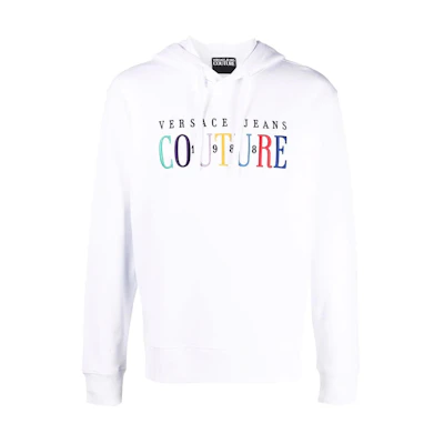 Versace SS22 Logo Embroidered Hoodie White 72GAIT06-CF01T-003