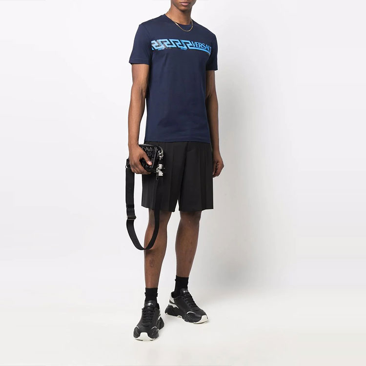 Lookbook VERSACE SS22 Logo Print Crew Neck Casual T-Shirt Men’s Blue 1003911-1A02781-1U830