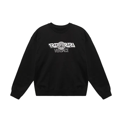VERSACE SS22 Logo Print Crewneck Long Sleeve Sweatshirt Black - 1003992-1A02861-1B000