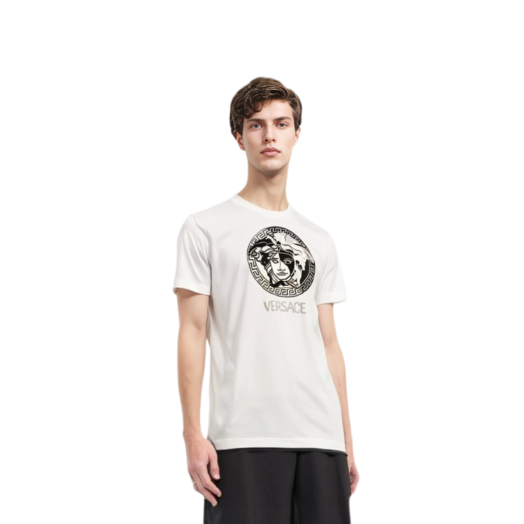 Shop 范思哲 SS22 标志印花短袖圆领T恤 白色Tee 1006984-1A04967-1W010