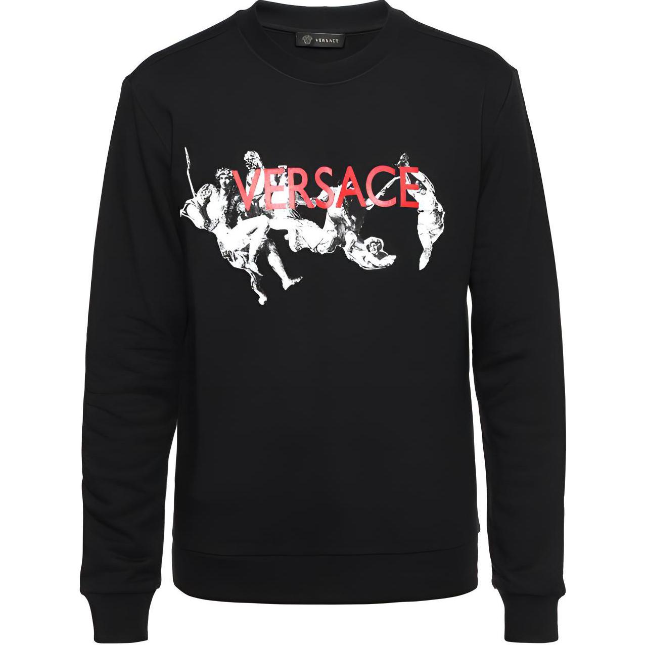 VERSACE SS22 Logo Print Crewneck Sweatshirt  Black A77121-A217878-A008