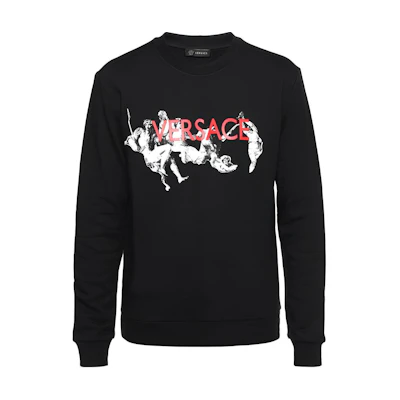 VERSACE SS22 Logo Print Crewneck Sweatshirt Black A77121-A217878-A008
