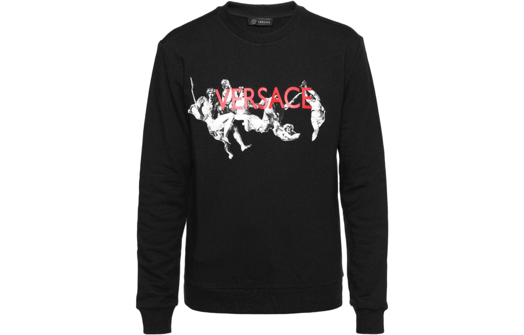 Order 范思哲 SS22 Logo印花黑色圆领卫衣 A77121-A217878-A008