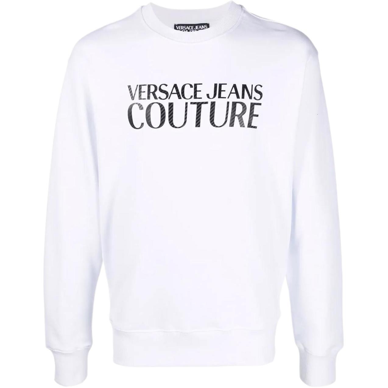 Versace SS22 Logo Print Long-Sleeve Crewneck Sweatshirt White 72GAIT02-CF01T-003