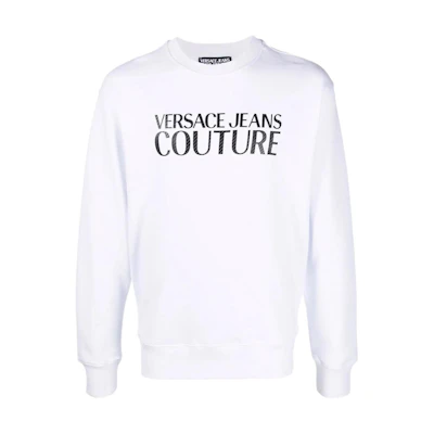 Versace SS22 Logo Print Long-Sleeve Crewneck Sweatshirt White 72GAIT02-CF01T-003